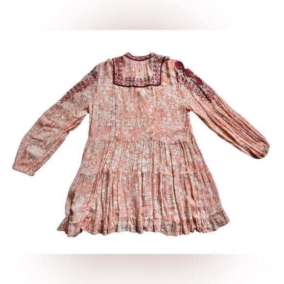 Anthropologie Claudia Embroidered babydoll tunic peach size medium boho casual - Picture 6 of 9